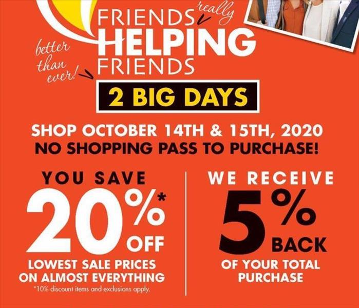 Flyer for OceanCares Foundation Boscov's Friends Helping Friends 2 Day Event October 14th & 15th 2020 