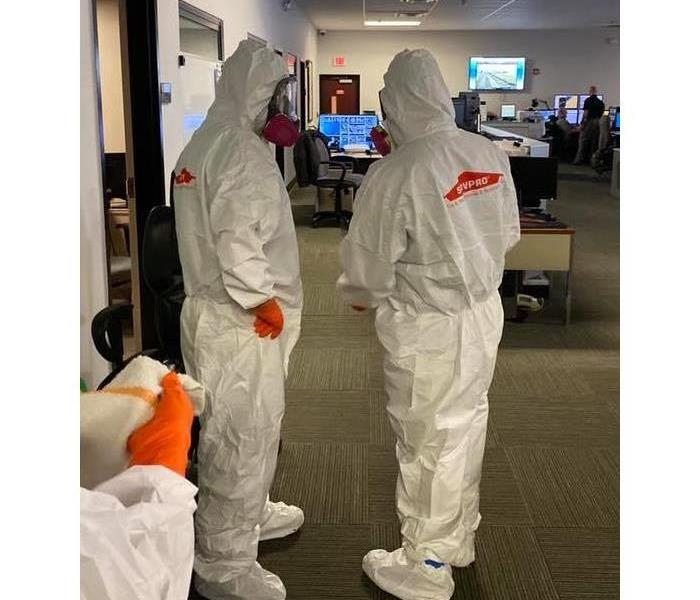 SERVPRO of Point Pleasant in full hazmat to disinfect Ocean County Sheriff Communications Center