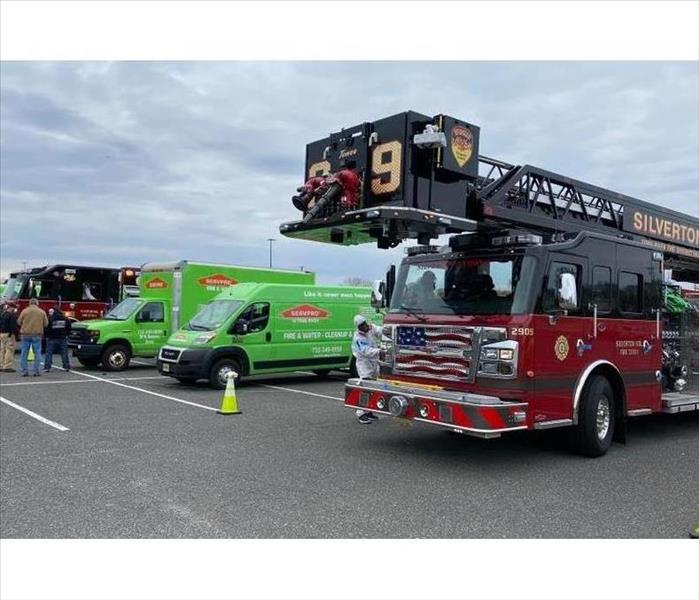 Silverton Fire Trcuks with SERVPRO of Point Pleasant crew and vehicles 